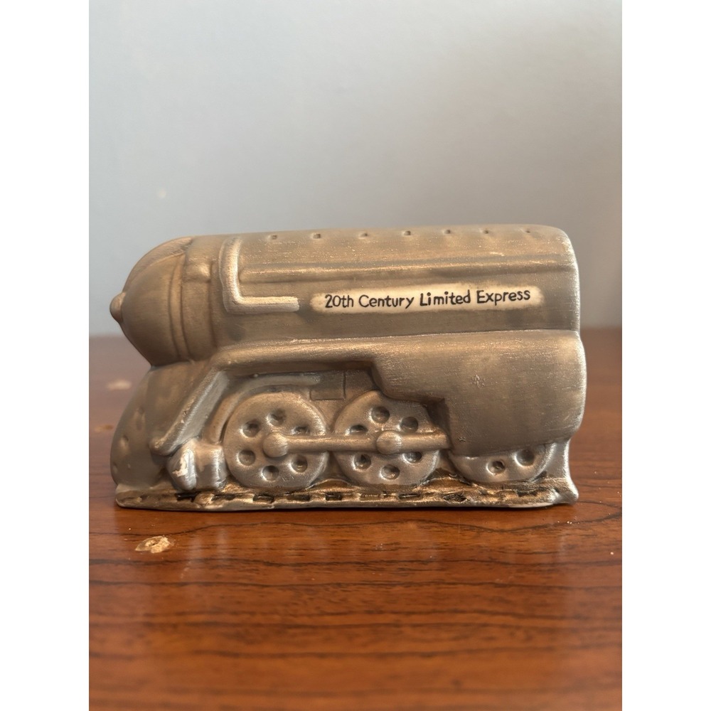 Vintage Limited Express Ceramic Train Figurine - Silver Streamliner Locomotive -